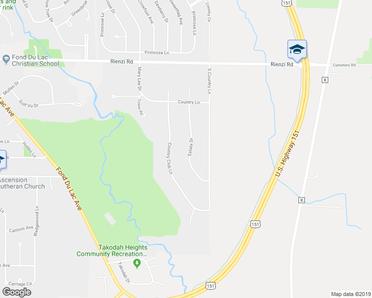 map of restaurants, bars, coffee shops, grocery stores, and more near 798 Estate Drive in Fond du Lac