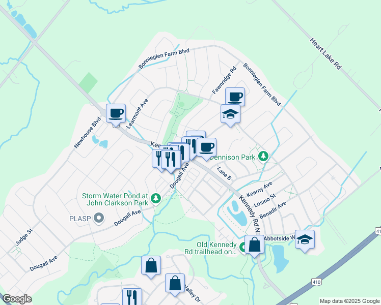 map of restaurants, bars, coffee shops, grocery stores, and more near in Regional Municipality of Peel