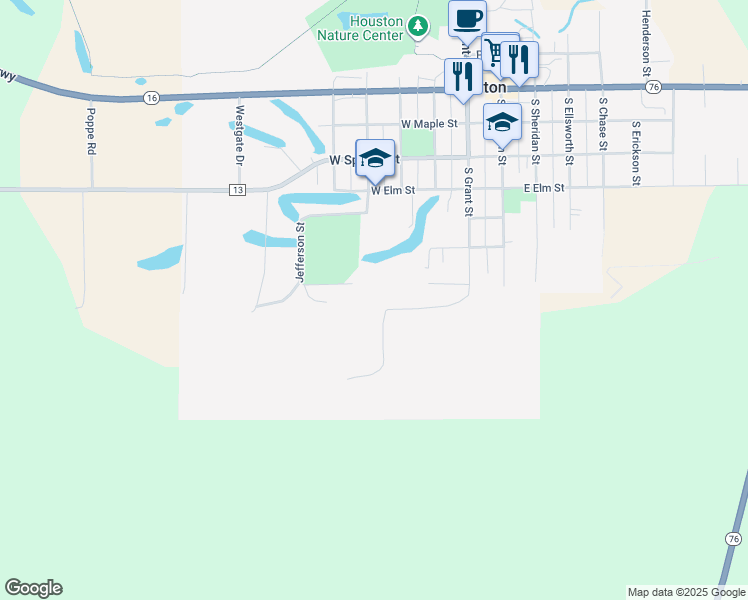 map of restaurants, bars, coffee shops, grocery stores, and more near 749 South Grant Street in Houston