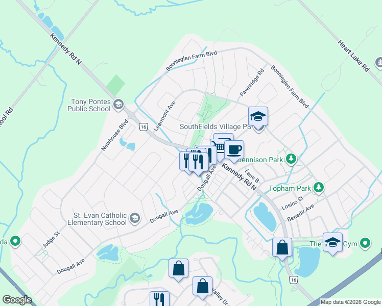 map of restaurants, bars, coffee shops, grocery stores, and more near in Regional Municipality of Peel