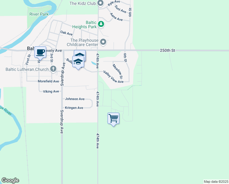map of restaurants, bars, coffee shops, grocery stores, and more near 519 Valley View Avenue in Baltic
