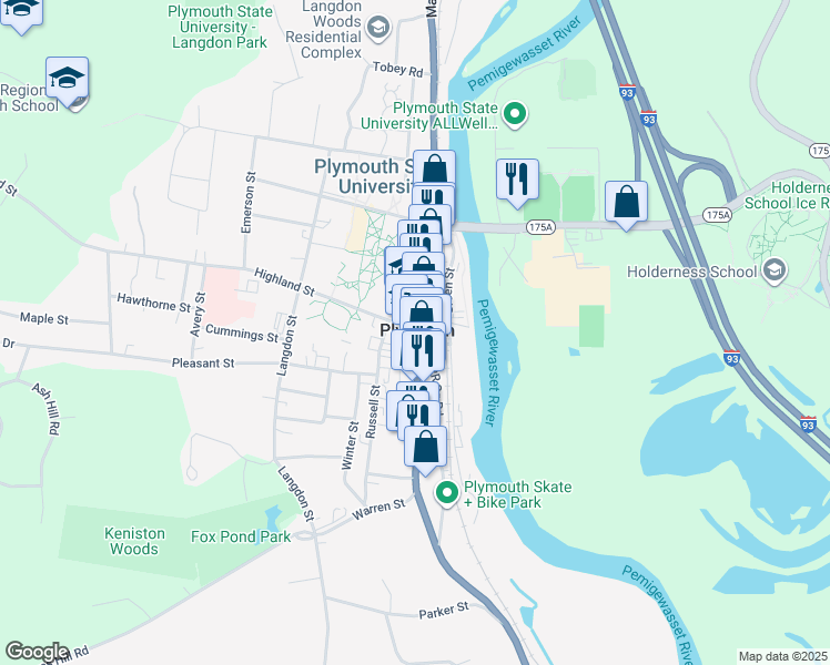 map of restaurants, bars, coffee shops, grocery stores, and more near in Plymouth