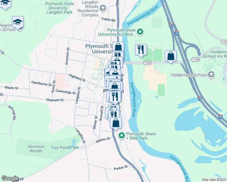 map of restaurants, bars, coffee shops, grocery stores, and more near in Plymouth