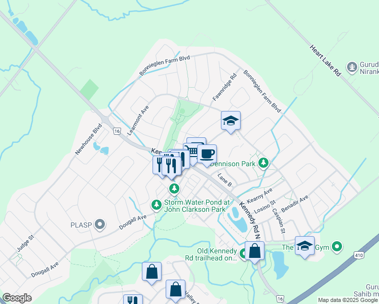 map of restaurants, bars, coffee shops, grocery stores, and more near 14 Icefall Road in Regional Municipality of Peel