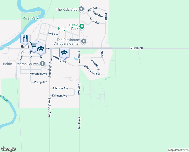 map of restaurants, bars, coffee shops, grocery stores, and more near 519 Valley View Avenue in Baltic