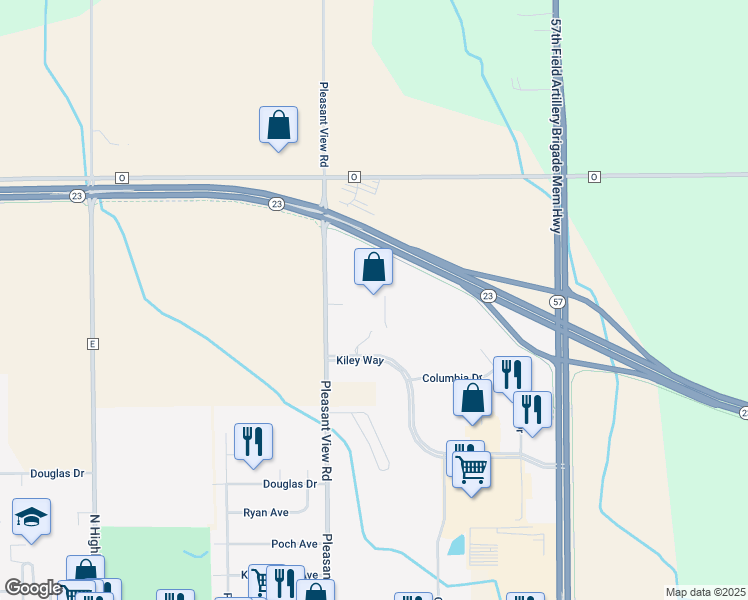 map of restaurants, bars, coffee shops, grocery stores, and more near 2600 Kiley Way in Plymouth