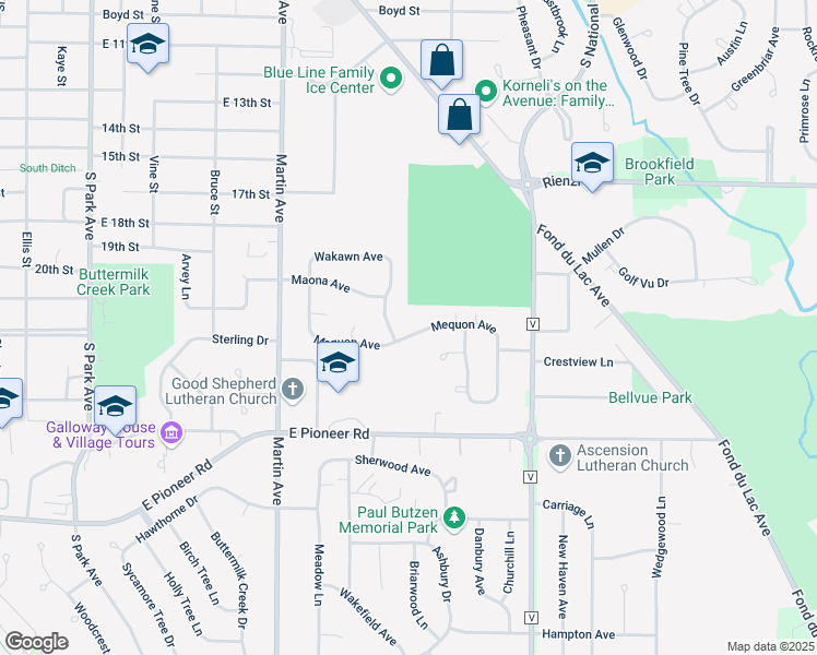 map of restaurants, bars, coffee shops, grocery stores, and more near 853 Mequon Avenue in Fond du Lac