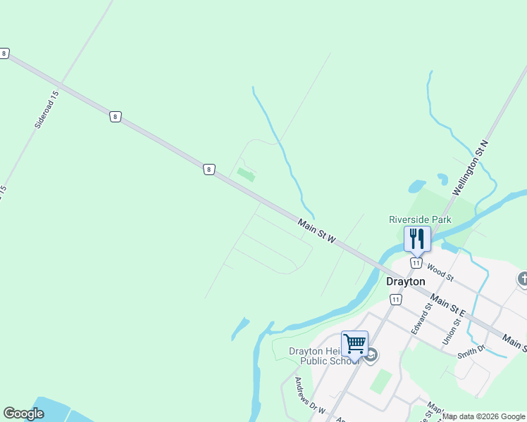 map of restaurants, bars, coffee shops, grocery stores, and more near 10 Ridgeview Drive in Drayton