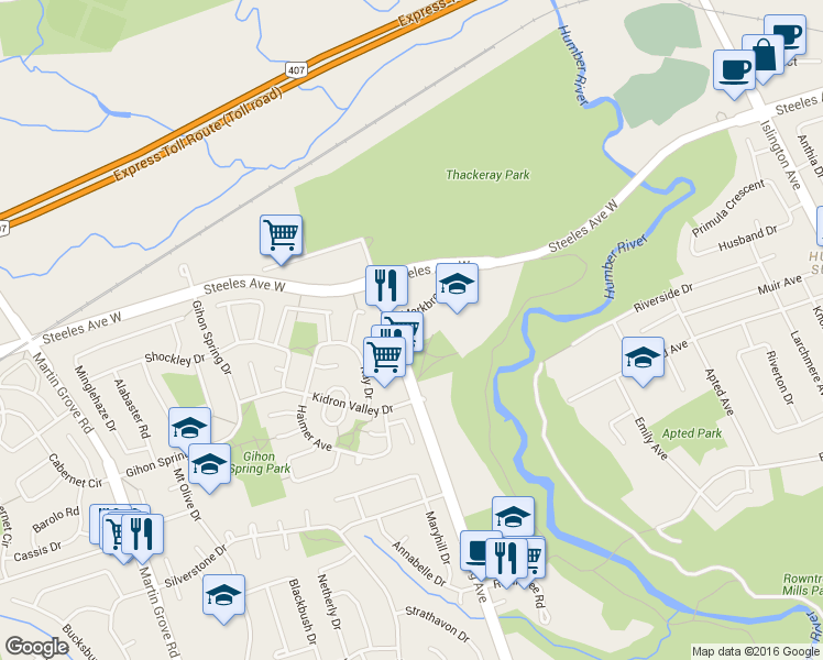 map of restaurants, bars, coffee shops, grocery stores, and more near in Toronto