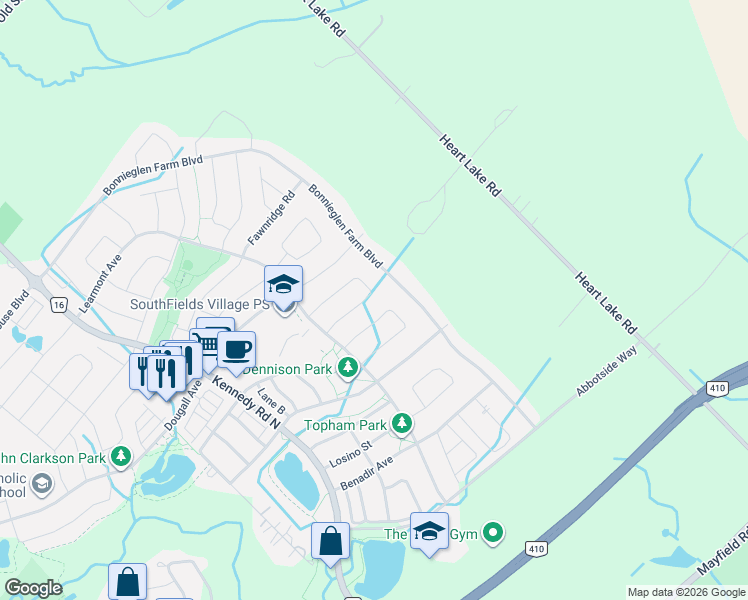 map of restaurants, bars, coffee shops, grocery stores, and more near 34 McEchearn Crescent in Caledon