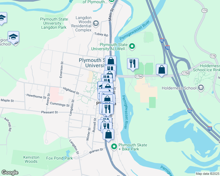 map of restaurants, bars, coffee shops, grocery stores, and more near in Plymouth