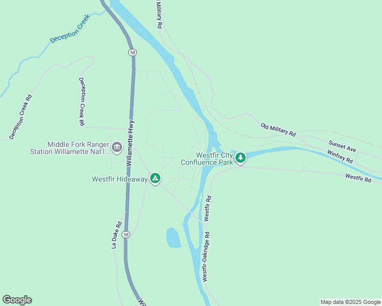 map of restaurants, bars, coffee shops, grocery stores, and more near 46433 Westfir Road in Westfir