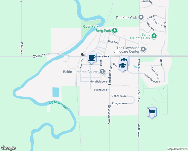 map of restaurants, bars, coffee shops, grocery stores, and more near 499-599 2nd St in Baltic