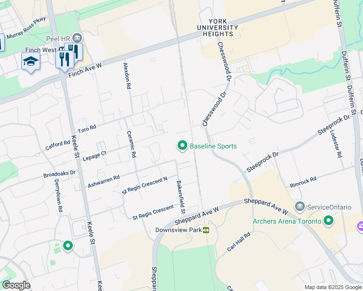 map of restaurants, bars, coffee shops, grocery stores, and more near in Toronto