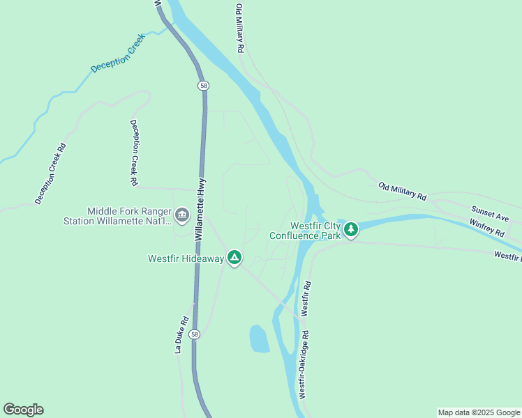 map of restaurants, bars, coffee shops, grocery stores, and more near 46433 Westfir Road in Westfir