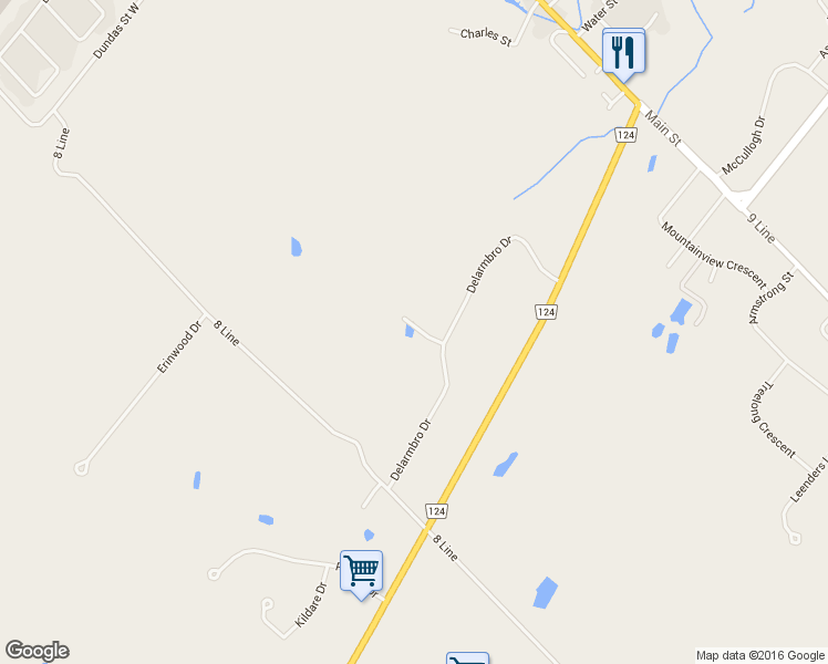 map of restaurants, bars, coffee shops, grocery stores, and more near 32 Forest Ridge Road in Erin