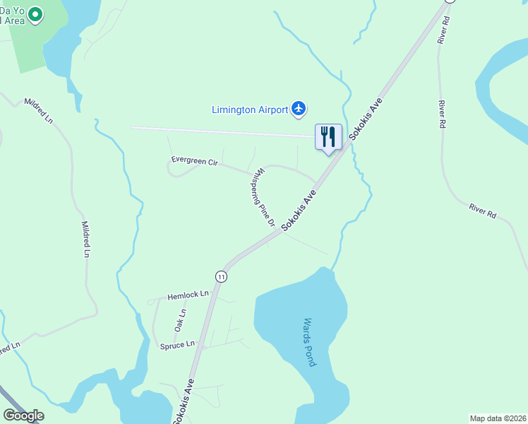 map of restaurants, bars, coffee shops, grocery stores, and more near 7 Whispering Pine Drive in Limington