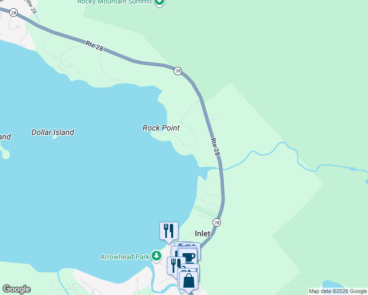 map of restaurants, bars, coffee shops, grocery stores, and more near 75 Rp Cir in Inlet