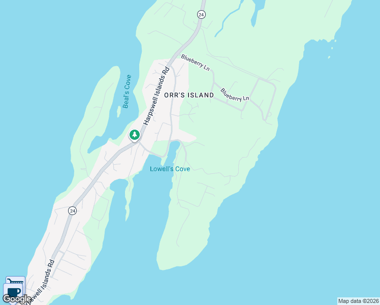 map of restaurants, bars, coffee shops, grocery stores, and more near 61 Lowells Cove Road in Harpswell