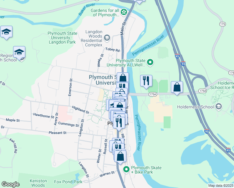 map of restaurants, bars, coffee shops, grocery stores, and more near High Street in Plymouth