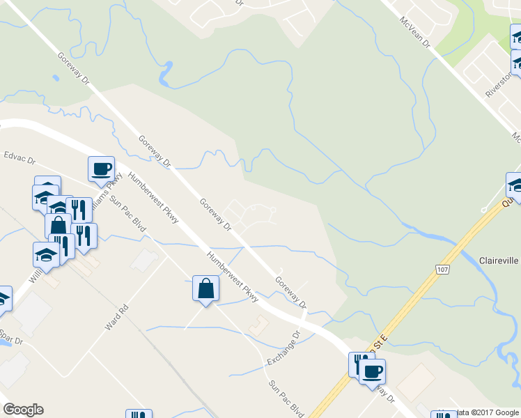 map of restaurants, bars, coffee shops, grocery stores, and more near in Brampton