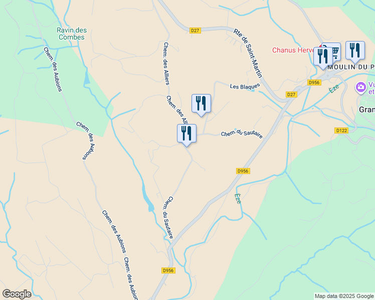 map of restaurants, bars, coffee shops, grocery stores, and more near Le Sautaire in Grambois