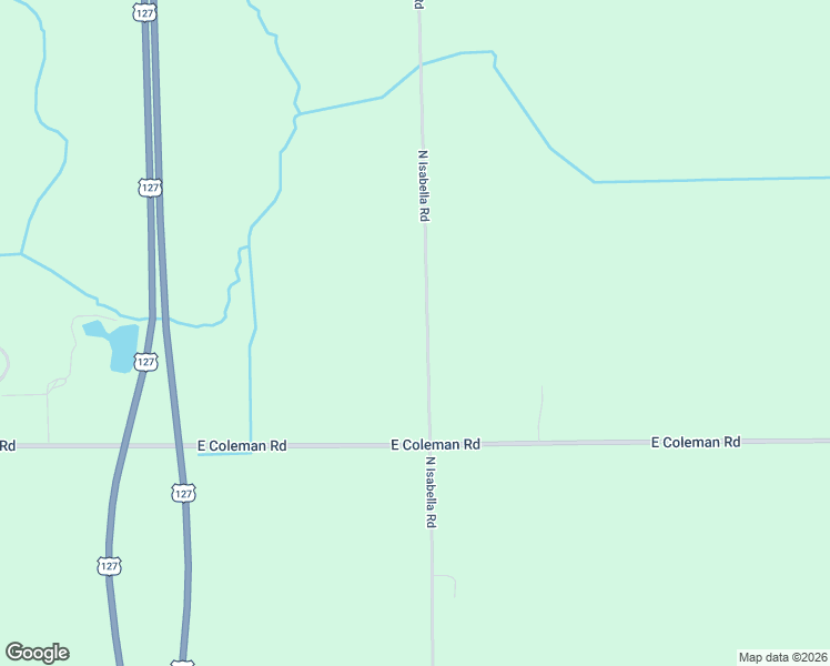map of restaurants, bars, coffee shops, grocery stores, and more near 8001-8737 North Isabella Road in Rosebush