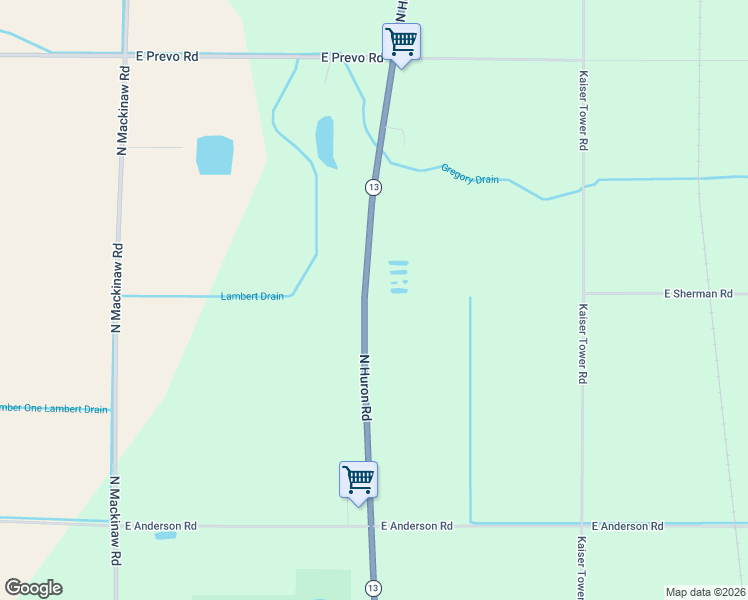 map of restaurants, bars, coffee shops, grocery stores, and more near 720 North Huron Road in Linwood
