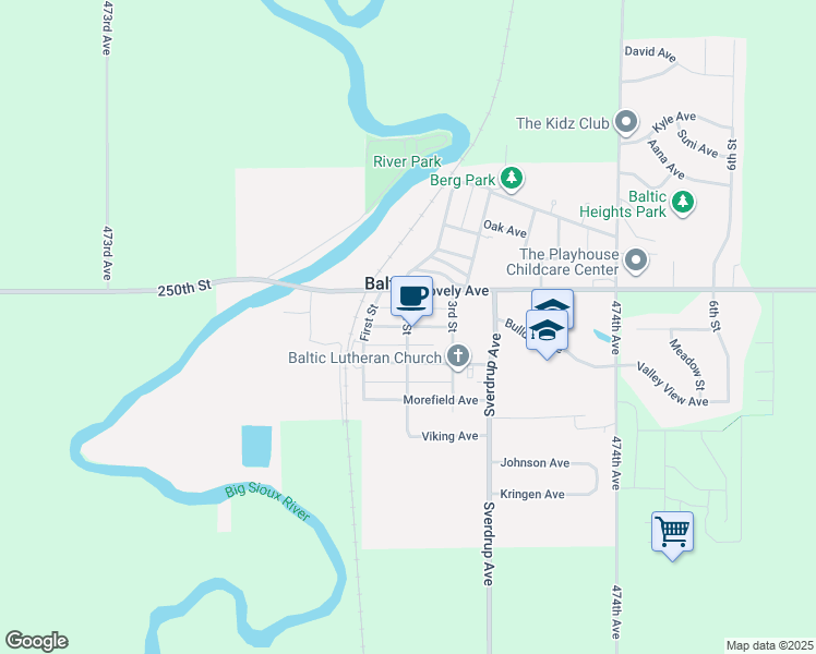 map of restaurants, bars, coffee shops, grocery stores, and more near 499 2nd Street in Garretson