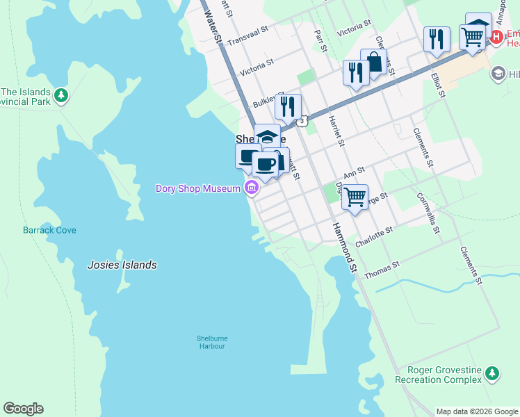 map of restaurants, bars, coffee shops, grocery stores, and more near 10 Ann Street in Shelburne