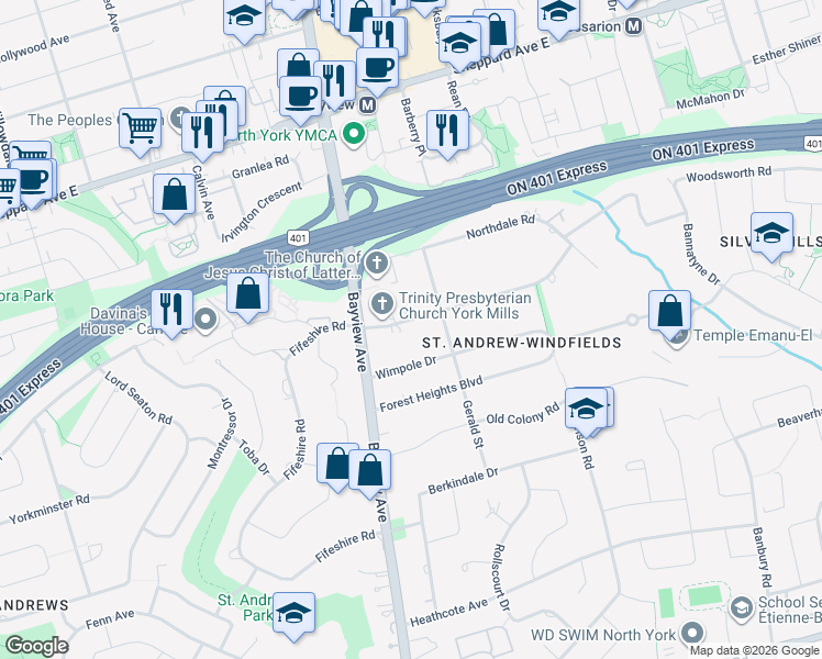 map of restaurants, bars, coffee shops, grocery stores, and more near 17 Truman Road in Toronto