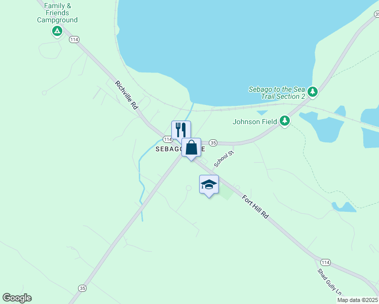 map of restaurants, bars, coffee shops, grocery stores, and more near 2 Chadbourne Road in Standish