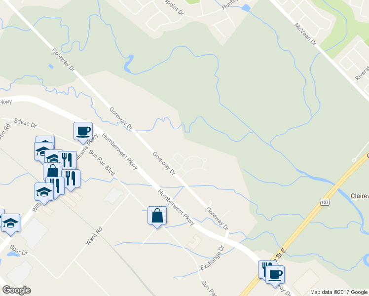 map of restaurants, bars, coffee shops, grocery stores, and more near 6 Brambrook Way in Brampton