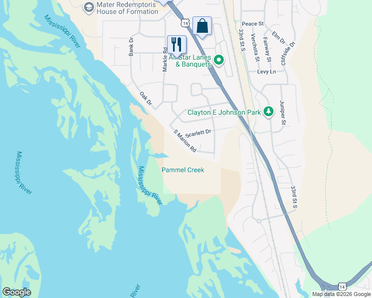 map of restaurants, bars, coffee shops, grocery stores, and more near 2972 South Marion Road in La Crosse
