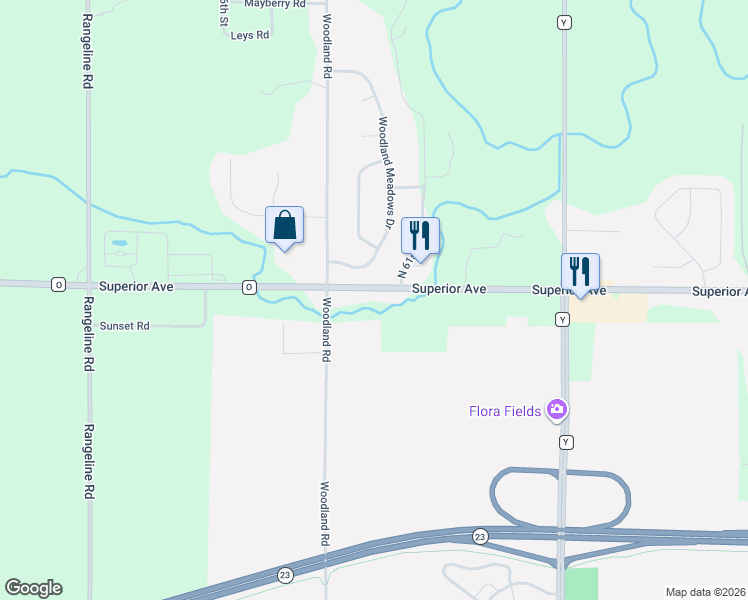 map of restaurants, bars, coffee shops, grocery stores, and more near 6127 Superior Avenue in Sheboygan