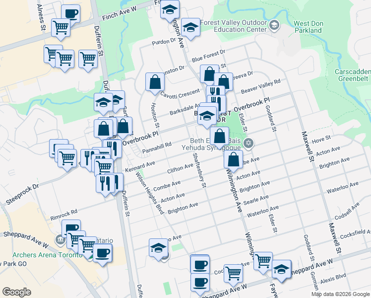 map of restaurants, bars, coffee shops, grocery stores, and more near 138 Kennard Avenue in Toronto