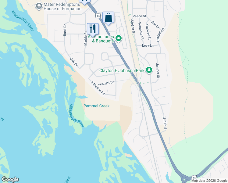 map of restaurants, bars, coffee shops, grocery stores, and more near 4832 Nottingham Avenue in La Crosse