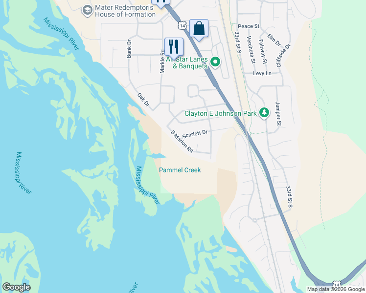 map of restaurants, bars, coffee shops, grocery stores, and more near 2972 South Marion Road in La Crosse