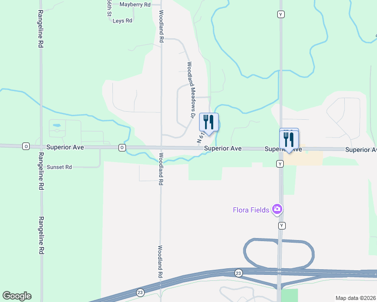 map of restaurants, bars, coffee shops, grocery stores, and more near 6127 Superior Avenue in Sheboygan