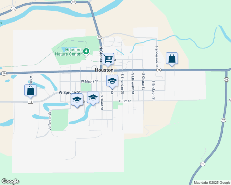 map of restaurants, bars, coffee shops, grocery stores, and more near 310 South Sherman Street in Houston