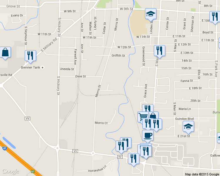 map of restaurants, bars, coffee shops, grocery stores, and more near 44 Donohue Court in Fond du Lac