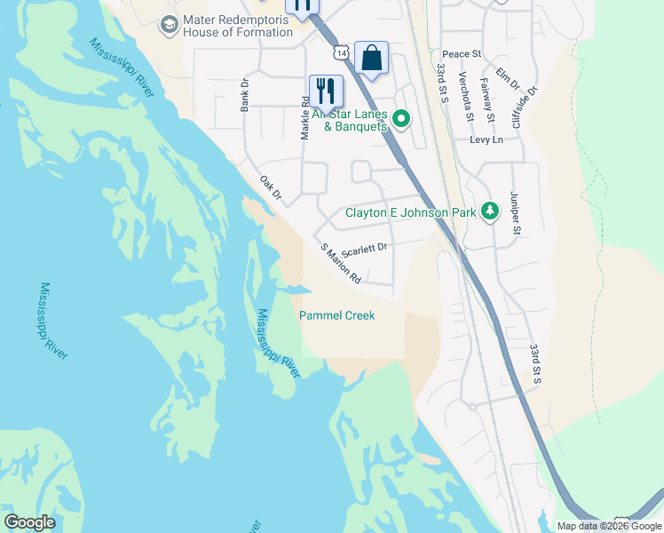 map of restaurants, bars, coffee shops, grocery stores, and more near 2972 S Marion Rd in La Crosse