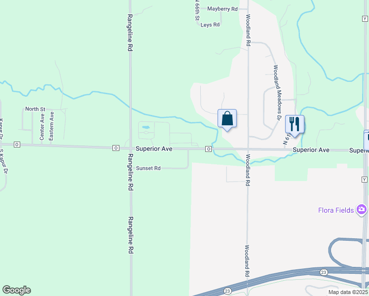 map of restaurants, bars, coffee shops, grocery stores, and more near 6805 Superior Avenue in Kohler