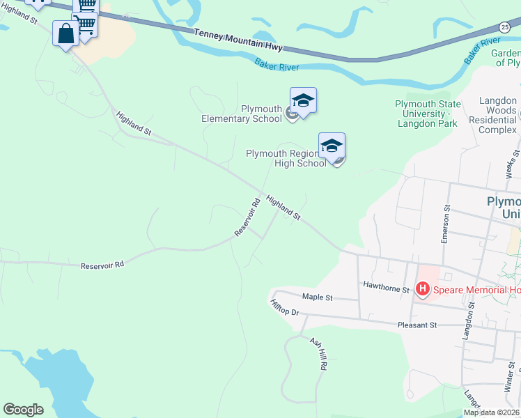 map of restaurants, bars, coffee shops, grocery stores, and more near 15 Reservoir Road in Plymouth