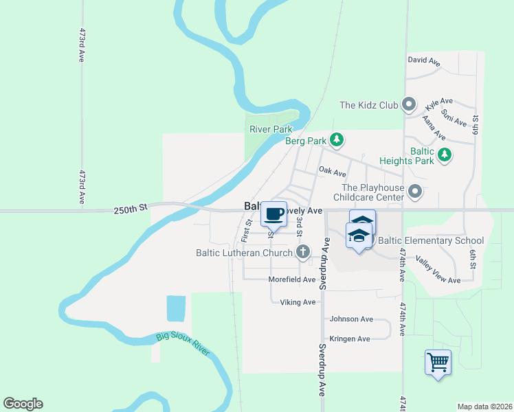 map of restaurants, bars, coffee shops, grocery stores, and more near 100 Lovely Avenue in Baltic