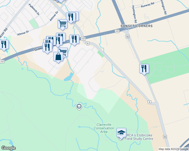 map of restaurants, bars, coffee shops, grocery stores, and more near 24 Manswood Crescent in Brampton