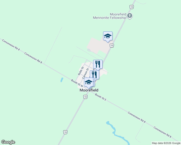 map of restaurants, bars, coffee shops, grocery stores, and more near 22 Carson Street in Moorefield