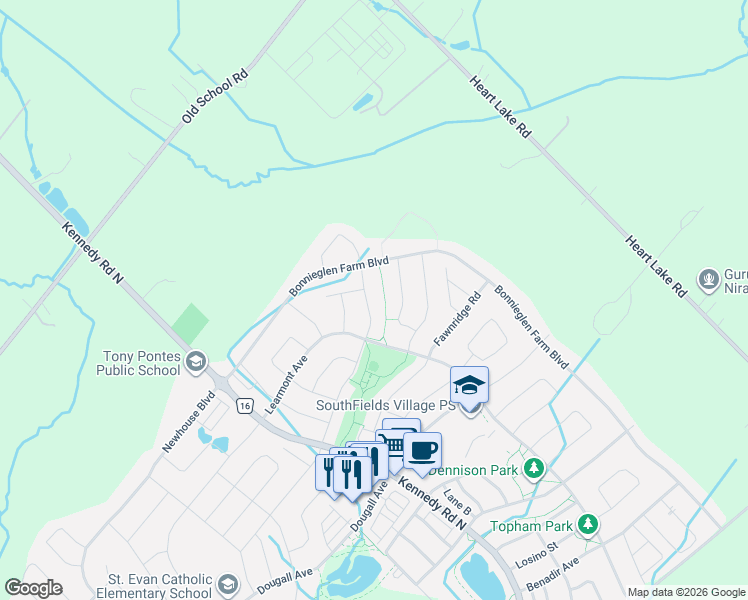 map of restaurants, bars, coffee shops, grocery stores, and more near 81 Twistleton Street in Regional Municipality of Peel