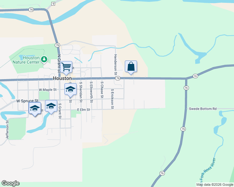 map of restaurants, bars, coffee shops, grocery stores, and more near 129 South Erickson Street in Houston