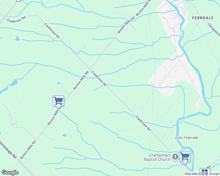 map of restaurants, bars, coffee shops, grocery stores, and more near 14811 Creditview Road in Cheltenham